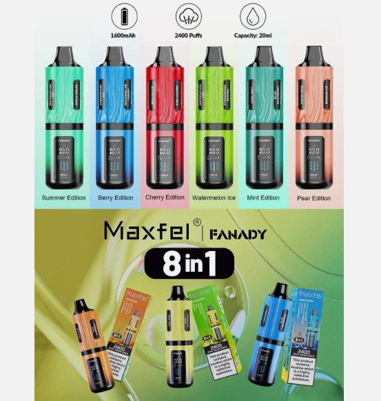 Maxfel fanady  8 in 1 Vape Prefilled 2400 puffs Rechargeable Kit